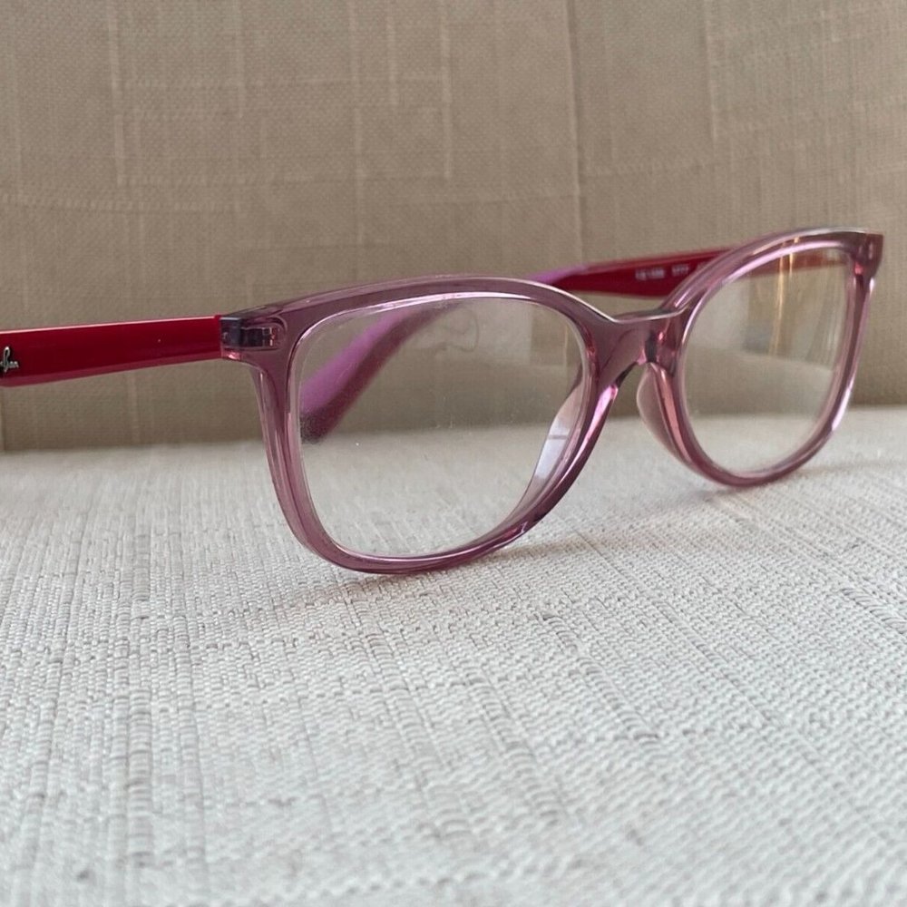 Ray-Ban Translucent Pink Frame with Red Temples Women's Glasses